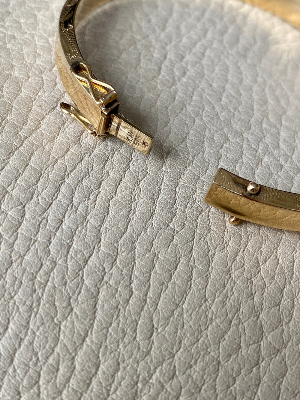 vintage Danish 14k gold bangle bracelet with high polish face
