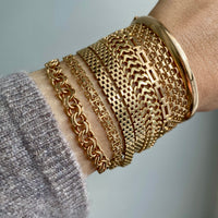 Chic square link 18k solid gold bracelet - Mid century