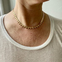 Shimmering 24g Gold necklace - Hexagon link solid 18k gold - Italian vintage