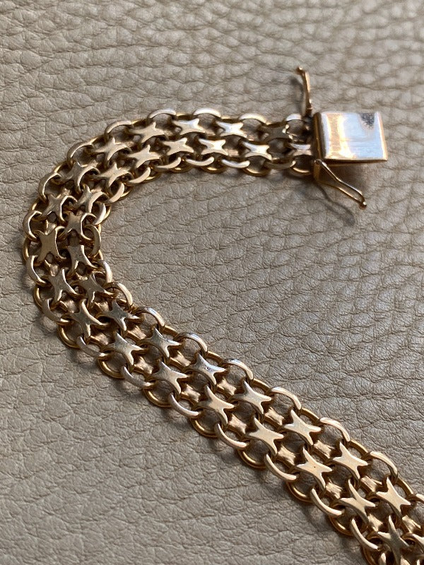 Gorgeous 1968 x-link 18k solid gold bracelet - Hägersten, Sweden - 7.5 inch length