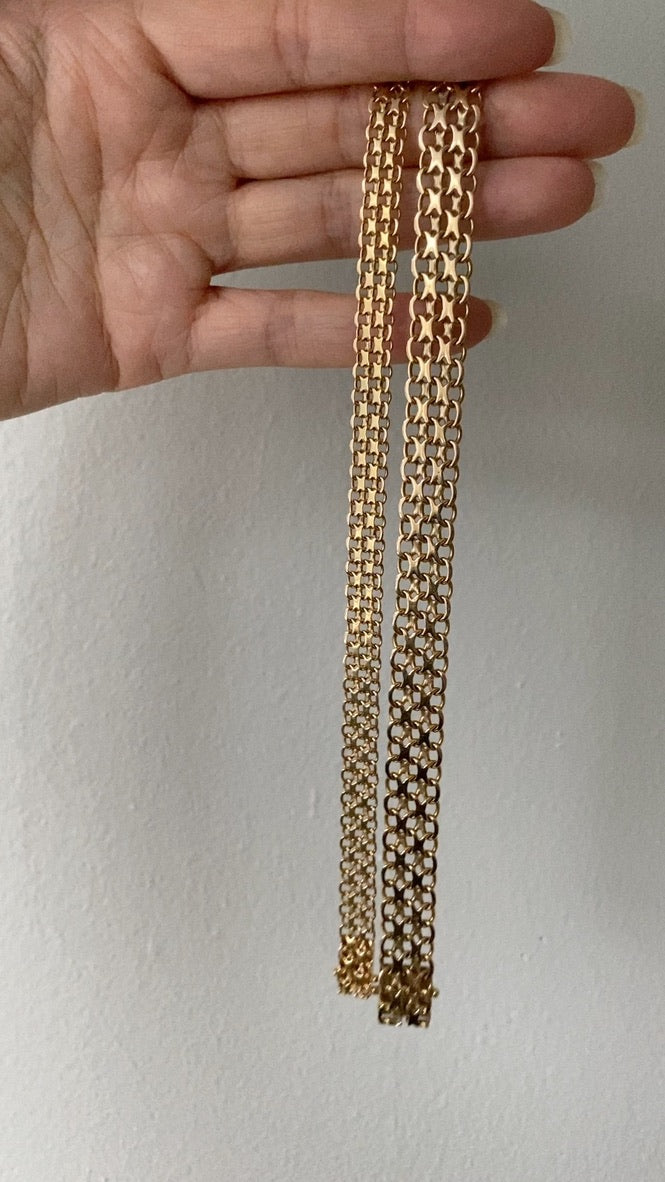Vintage Swedish solid 18k gold x link bracelet with hidden box clasp