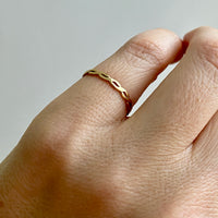 18k gold ring - Scandinavian vintage double strand twist- size 5