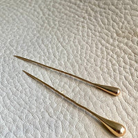 Two 18k gold droplet scarf or hat pins - Sweden 1920s