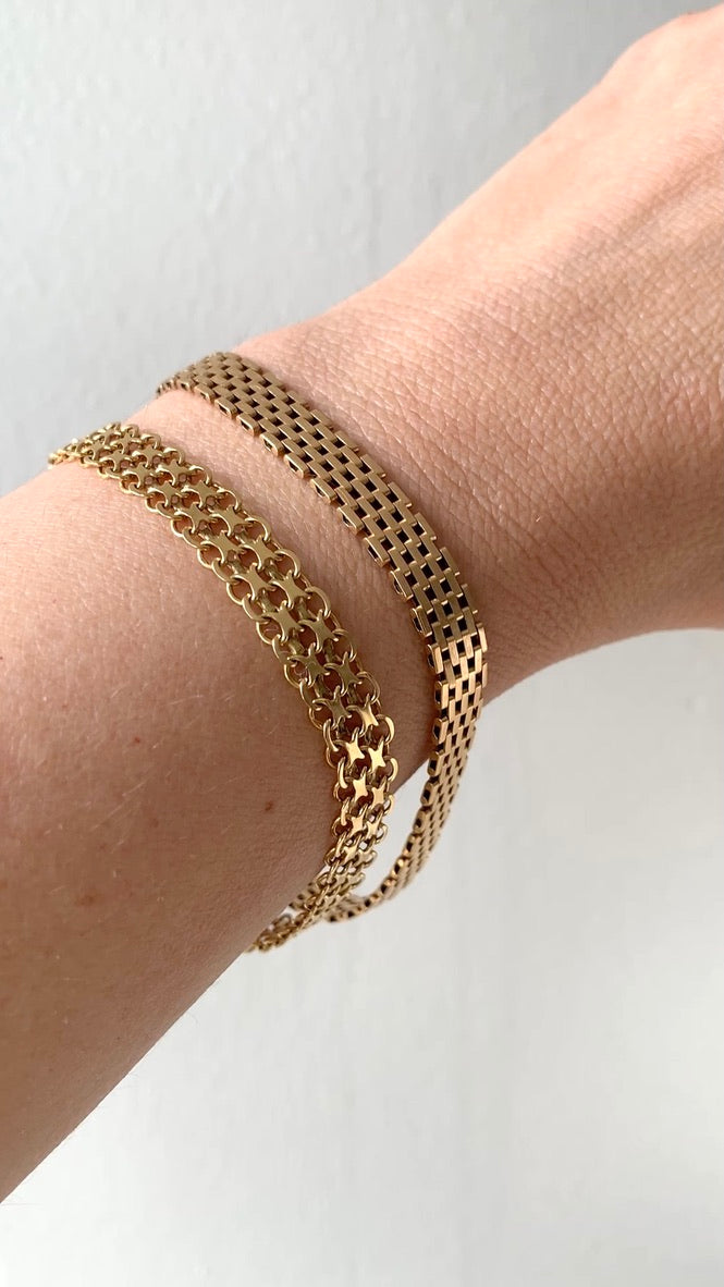 1959 Slinky brick link 18k solid gold bracelet