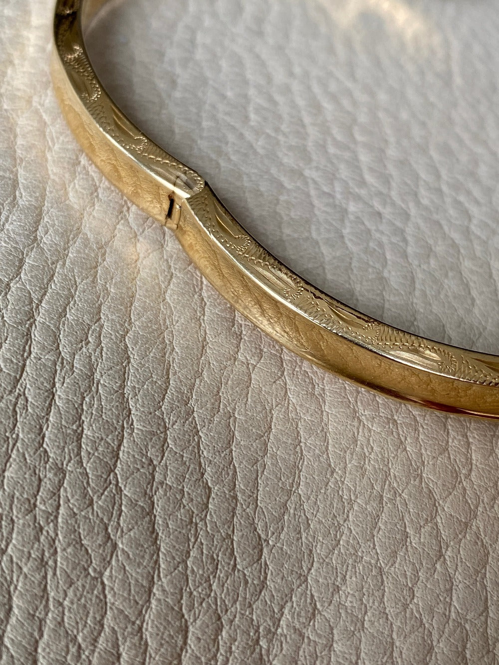 vintage Danish 14k gold bangle bracelet with high polish face
