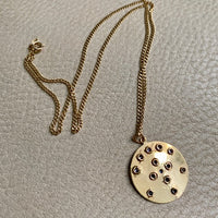 Vintage Swedish 13 stone Celestial coin pendant - 18k gold handmade