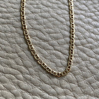 Elegant Flat Mariner Link necklace in solid 14k yellow gold - 20.5 inches long