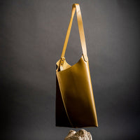 Wedge handbag - French goat leather in Antique Gold - Luxury edition *01