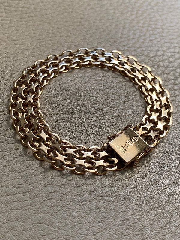 Gorgeous 1968 x-link 18k solid gold bracelet - Hägersten, Sweden - 7.5 inch length