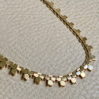 Filippini brothers 18k gold vintage italian necklace. Flat hexagon link 16.5 inches