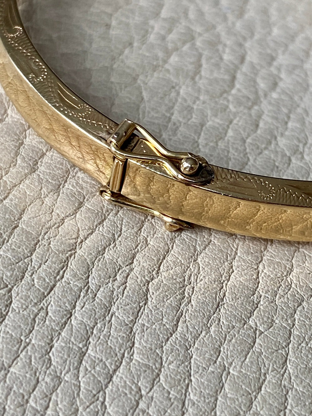 vintage Danish 14k gold bangle bracelet with high polish face