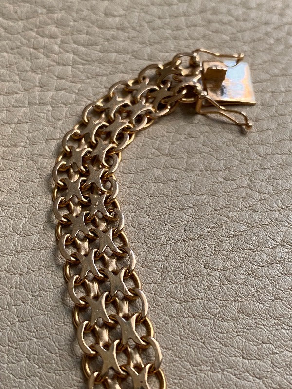 Gorgeous 1968 x-link 18k solid gold bracelet - Hägersten, Sweden - 7.5 inch length