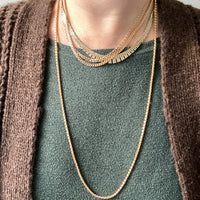 Long length Honeycomb link necklace - Italian vintage - 18k gold, 28 inch length