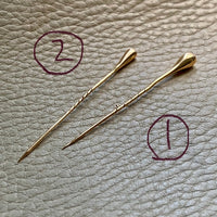 Two 18k gold droplet scarf or hat pins - Sweden 1920s