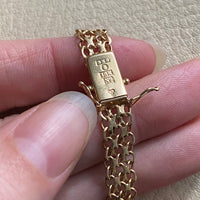 Vintage Swedish solid 18k gold x link bracelet with hidden box clasp