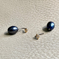 Incredibly unique!! - Pearl and 14k gold diamond eye earrings - Vintage Swedish 1930-1970