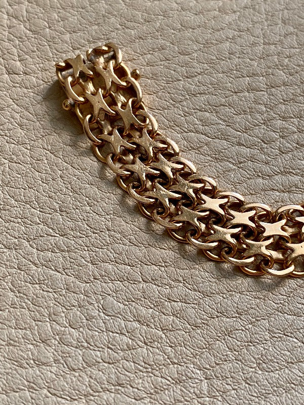 Gorgeous 1968 x-link 18k solid gold bracelet - Hägersten, Sweden - 7.5 inch length