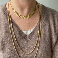 Long length Honeycomb link necklace - Italian vintage - 18k gold, 28 inch length