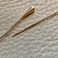 Two 18k gold droplet scarf or hat pins - Sweden 1920s