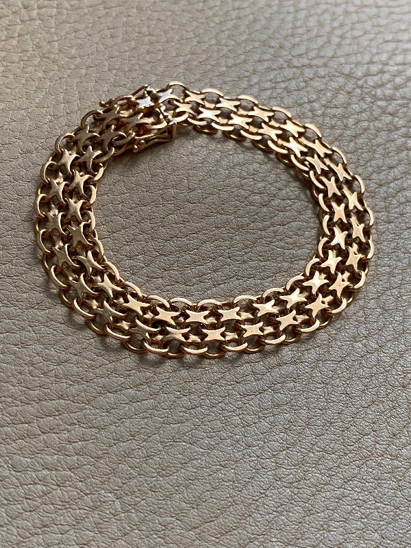 Gorgeous 1968 x-link 18k solid gold bracelet - Hägersten, Sweden - 7.5 inch length