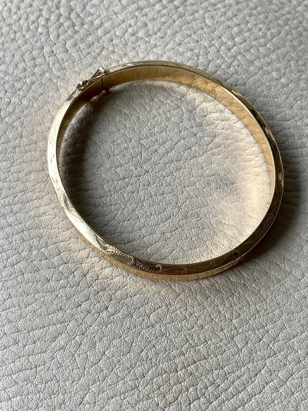 vintage Danish 14k gold bangle bracelet with high polish face