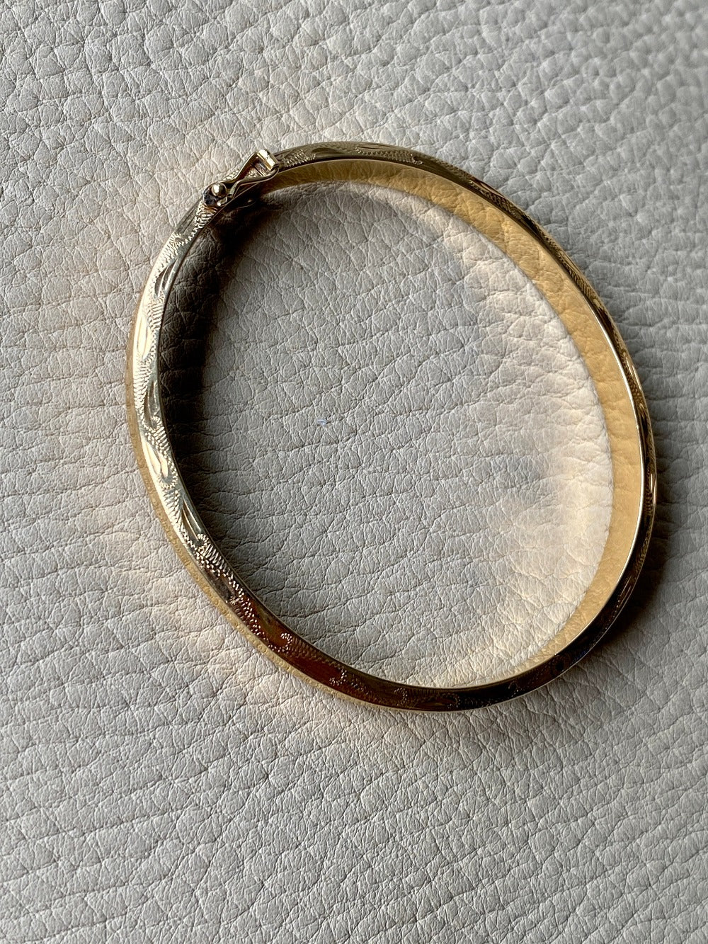 vintage Danish 14k gold bangle bracelet with high polish face