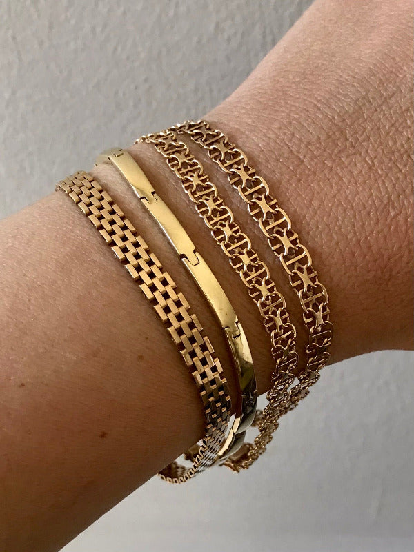 Vintage Swedish 18k gold bracelet x-link with bars - Köping, Sweden