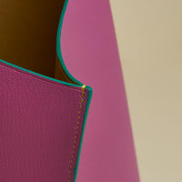 Wedge handbag - French goat leather in Dahlia - Luxury edition *02
