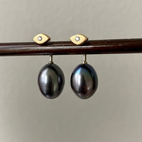 Incredibly unique!! - Pearl and 14k gold diamond eye earrings - Vintage Swedish 1930-1970