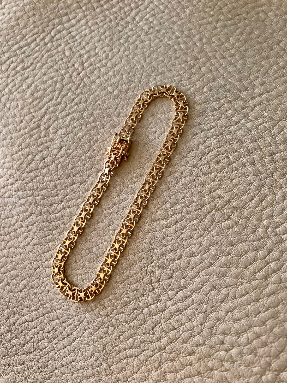 Vintage Swedish 18k gold bracelet x-link with bars - Köping, Sweden