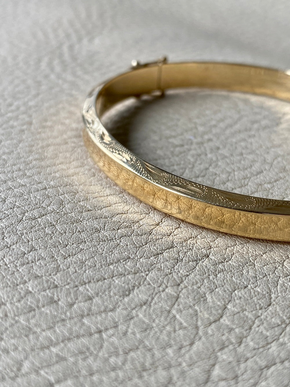 vintage Danish 14k gold bangle bracelet with high polish face