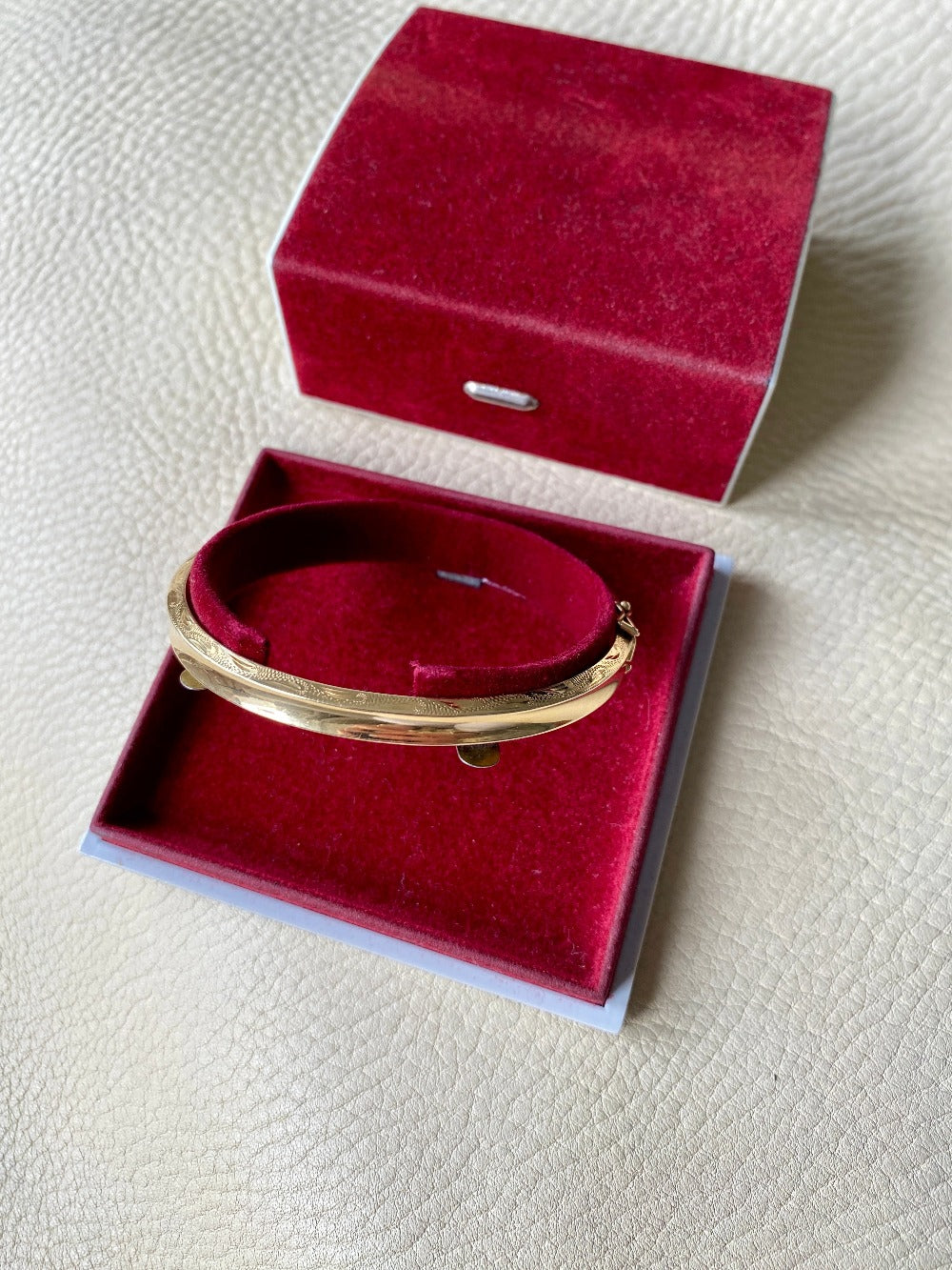 vintage Danish 14k gold bangle bracelet with high polish face