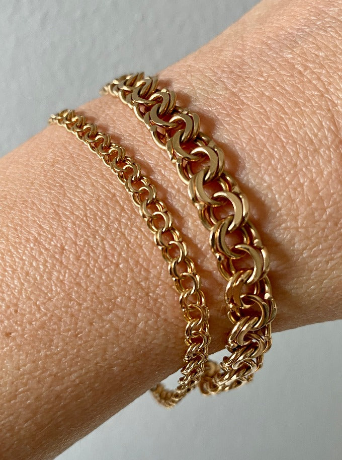 Dainty 18k double-link solid gold bracelet - Avesta, Sweden 1960