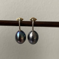 Incredibly unique!! - Pearl and 14k gold diamond eye earrings - Vintage Swedish 1930-1970