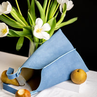 Wedge handbag - French goat leather in Distressed Indigo - Luxury edition *03