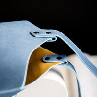Wedge handbag - French goat leather in Distressed Indigo - Luxury edition *03