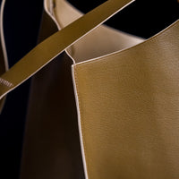 Wedge handbag - French goat leather in Antique Gold - Luxury edition *01