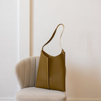Wedge handbag - French goat leather in Antique Gold - Luxury edition *01