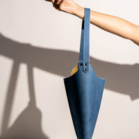 Wedge handbag - French goat leather in Distressed Indigo - Luxury edition *03