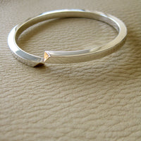 Heavy 46g Modernist Danish sterling silver bangle with gold tips