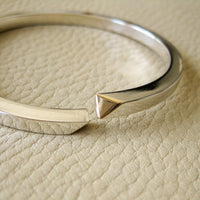 Heavy 46g Modernist Danish sterling silver bangle with gold tips