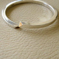 Heavy 46g Modernist Danish sterling silver bangle with gold tips