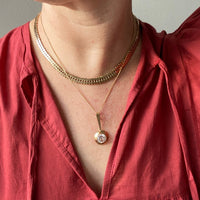 18k gold vintage swedish pendant necklace 17inch, rock crystal, quartz