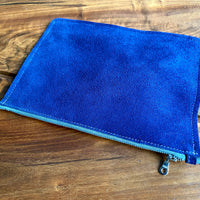 Suede zipper pouch 10 x 7 accessories case