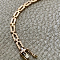 Chic square link 18k solid gold bracelet - Mid century