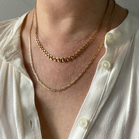Elegant Flat Mariner Link necklace in solid 14k yellow gold - 20.5 inches long