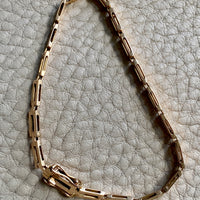 Chic square link 18k solid gold bracelet - Mid century