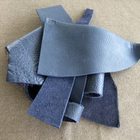 Leather scrap - half pound - Indigo blue bull hide