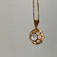 Crystal Swedish pendant necklace - Solid 18k gold - Made in 1975