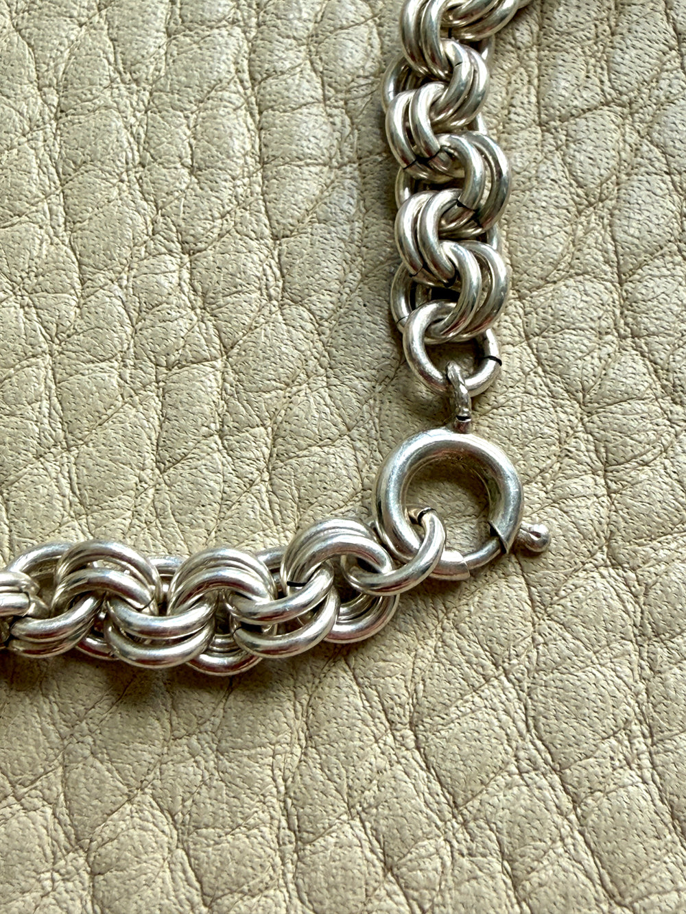Vintage Silver Double Rolo Link Necklace – 16 Inch Length